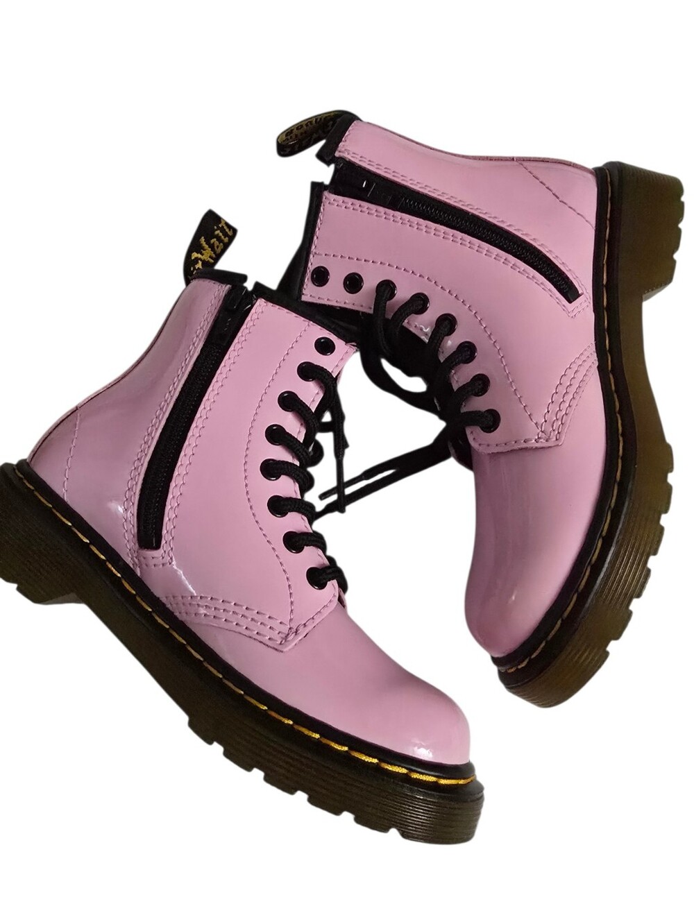 Dr. Martens Pink Patent Lace-Up Ankle Boots